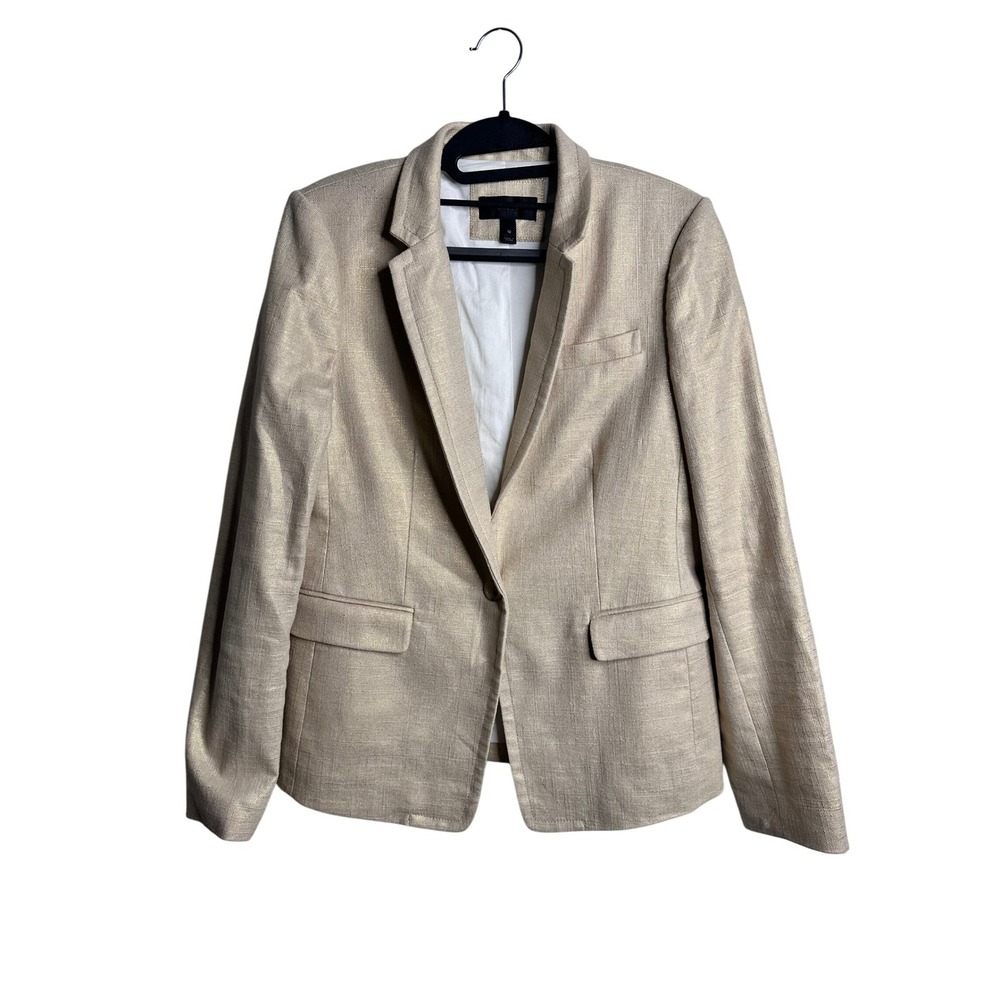 J. Crew Gold Metallic Linen Blend Blazer Jacket Size 10